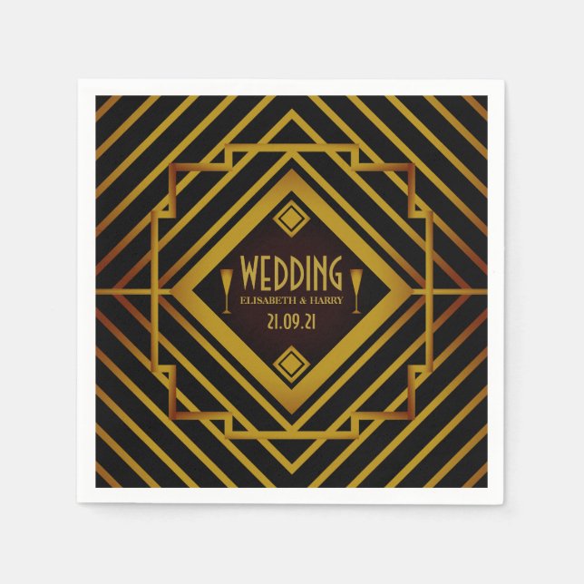 Gatsby Gold 2020's Wedding Napkins (Front)