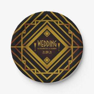 Gatsby Gold 2020's Wedding Paper Plates