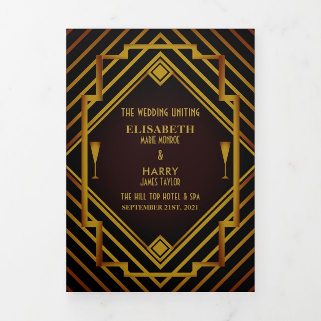 Gatsby Gold 2020's Wedding Program (Cover)