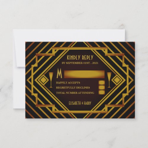 Gatsby Gold 2020s Wedding RSVP