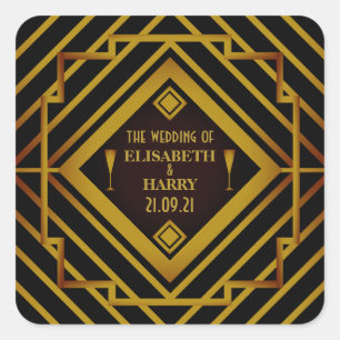 Gatsby Gold 2020's Wedding Square Sticker