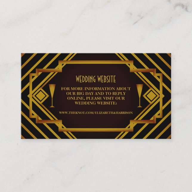 Gatsby Gold 2020's Wedding Website Enclosure Card (Front)