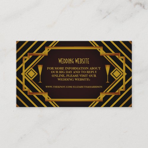 Gatsby Gold 2020s Wedding Website Enclosure Card