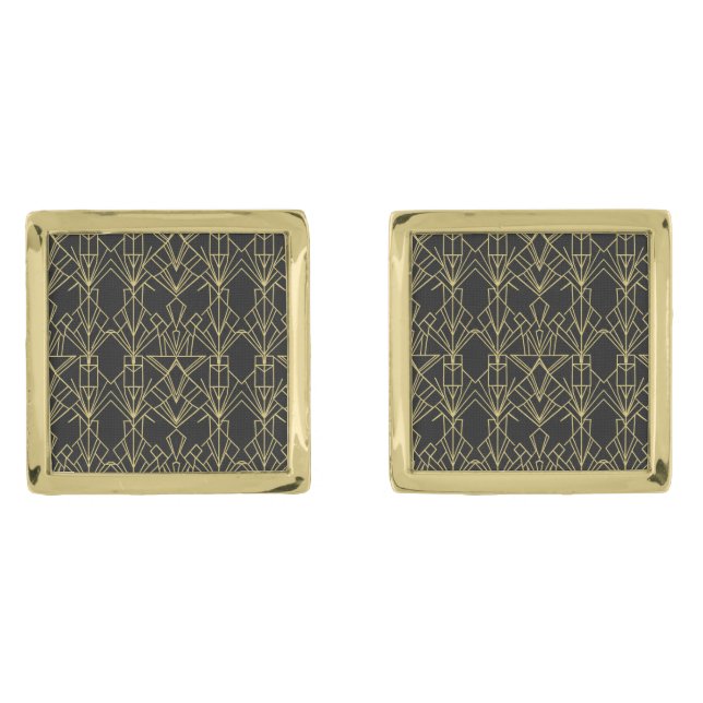 Gatsby Gold Art Deco  Cufflinks (Front)