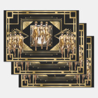 Gatsby gold Flappers black retro 1920's decoupage