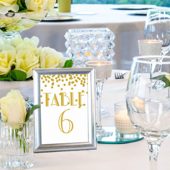 Gatsby Gold Polka Dot Reception Glitz Party Table Number by Ohhhhilovethat at Zazzle