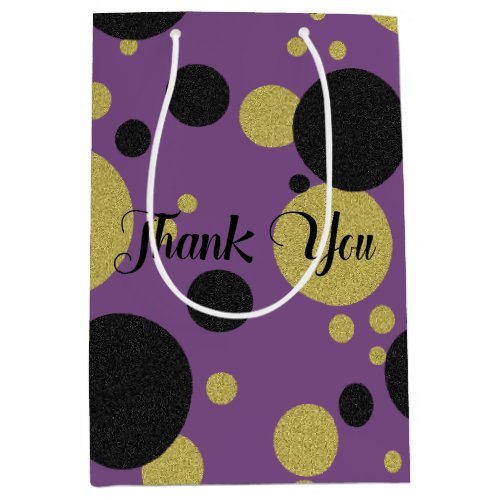Gatsby Gold  Purple Sparkle Polka_Dot Party Medium Gift Bag