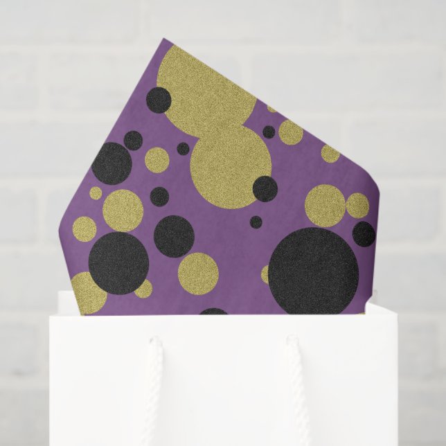 Gatsby Gold Purple Sparkle Polka Dot Tissue Paper (Gift Bag)