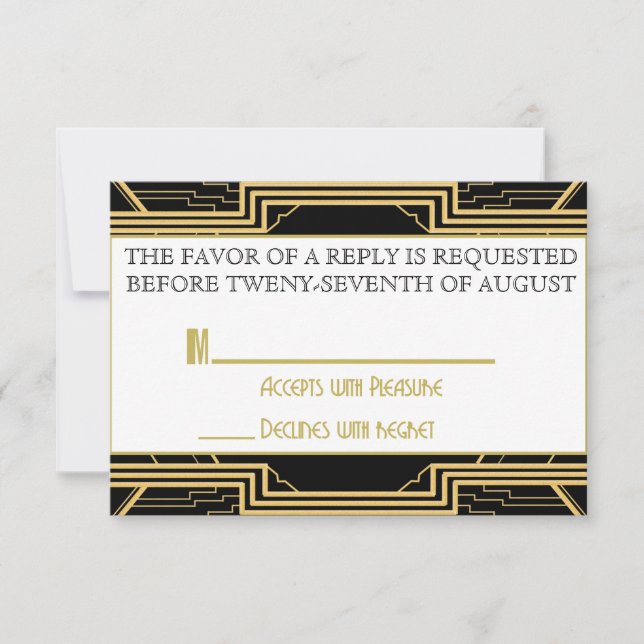 Gatsby Gold Wedding Suite Ceremony RSVP Party (Front)