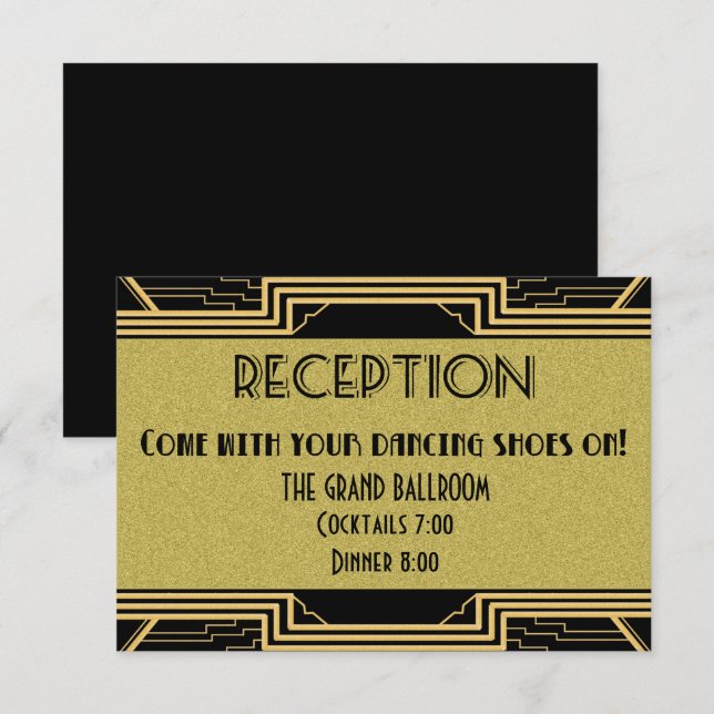 Gatsby Gold Wedding Suite Details Reception Party Invitation (Front/Back)