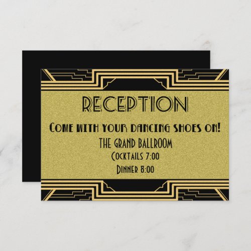 Gatsby Gold Wedding Suite Details Reception Party Invitation