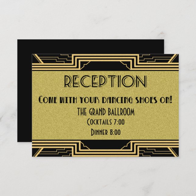 Gatsby Gold Wedding Suite Details Reception Party Invitation (Front/Back)