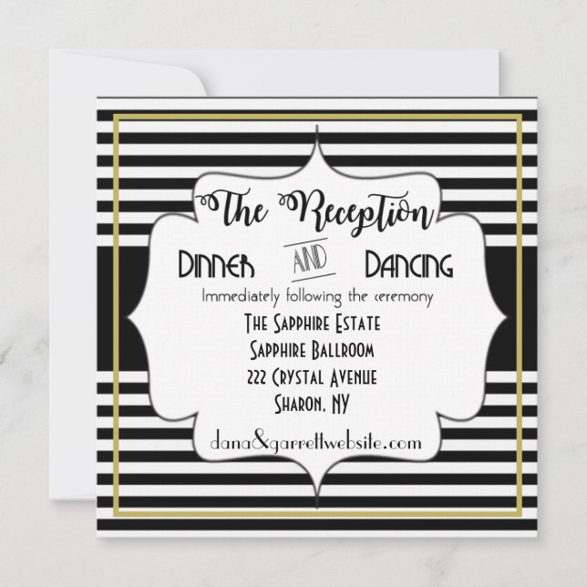 Gatsby Gold Wedding Suite Reception Details Insert Invitation (Front)