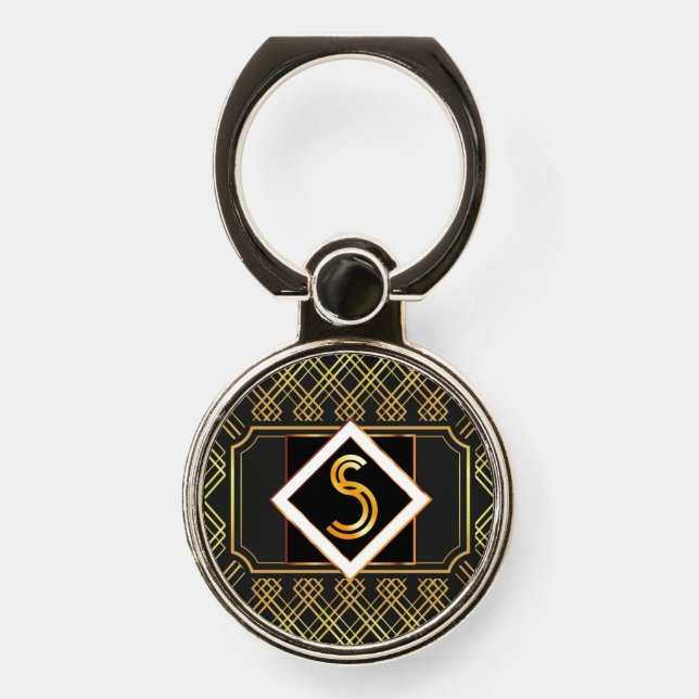 Gatsby Inspired Monogram Initial S Phone Ring Stand (Front)