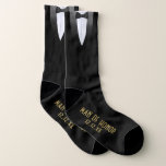 Gatsby Man Of Honor Wedding Funny Tuxedo Black Socks<br><div class="desc">A quirky pair of socks to hand to your Man of Honor or Bridesman as a thank you for being by your side on your wedding day. Featuring a black and white tuxedo ensemble with a retro gatsby-style font for your details.</div>