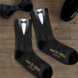 Gatsby Man Of Honor Wedding Funny Tuxedo Black Socks<br><div class="desc">A quirky pair of socks to hand to your Man of Honor or Bridesman as a thank you for being by your side on your wedding day. Featuring a black and white tuxedo ensemble with a retro gatsby-style font for your details.</div>