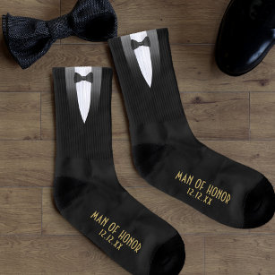 Gatsby Man Of Honor Wedding Funny Tuxedo Black Socks