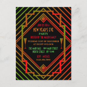 Gatsby Miami 1920's New Year Party Invitation Postcard