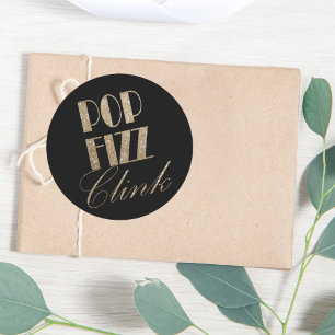 Gatsby party Gold and Black Pop Fizz Clink Classic Round Sticker