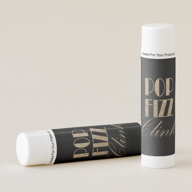 Gatsby party Gold and Black Pop Fizz Clink Lip Balm (Front)