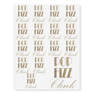 Gatsby party Gold and Black Pop Fizz Clink Temporary Tattoos