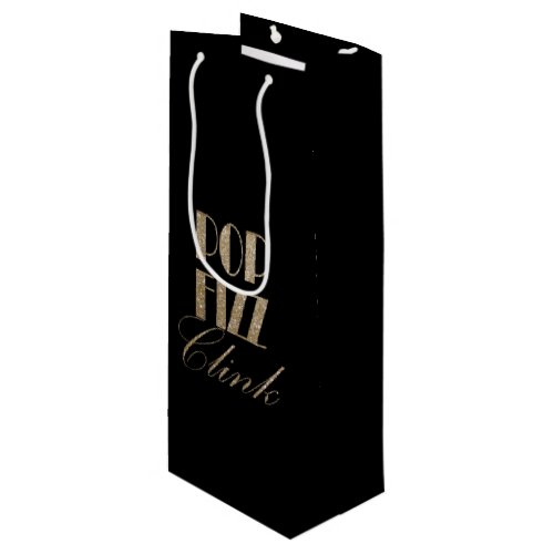 Gatsby party Gold and Black Pop Fizz Clink Wine Gift Bag