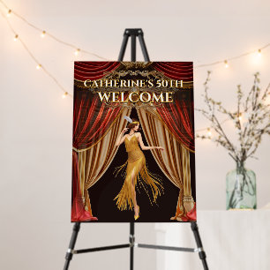 Gatsby Red Gold 50th Birthday Welcome Glam Foam Board