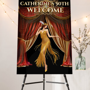 Gatsby Red Gold 50th Birthday Welcome Glam XL Foam Board