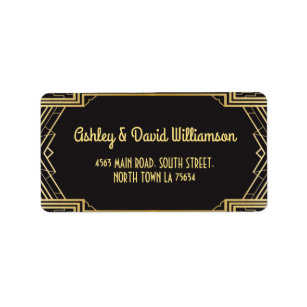 Gatsby Return Address Label Art Deco Wedding 1920s