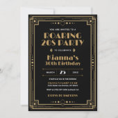 Gatsby Roaring 20s Art Deco Birthday Black Gold Invitation | Zazzle