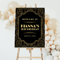 Gatsby Roaring 20s Birthday Black Gold Welcome