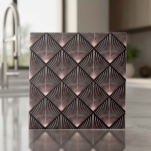 Gatsby Rose Gold Art Deco Fan Pattern ID1188 Ceramic Tile
