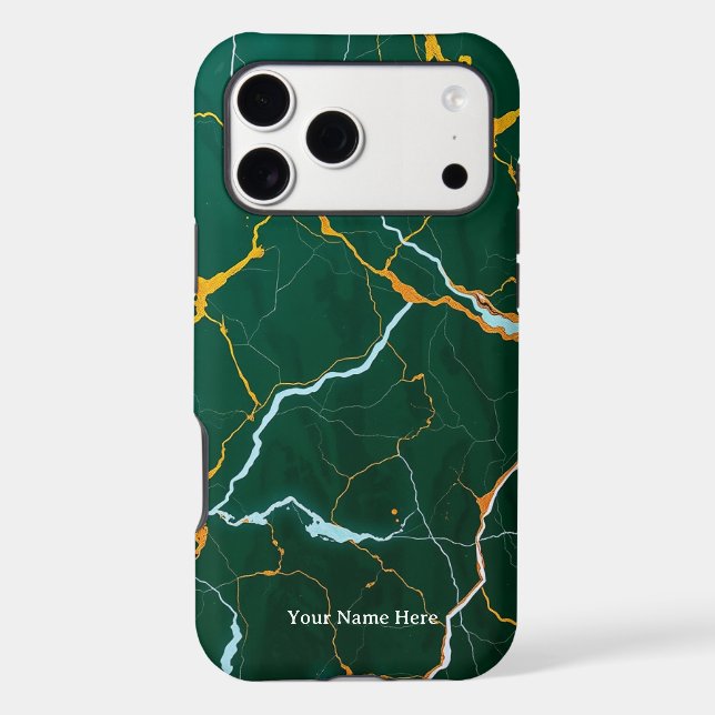 Gatsby’s Emerald: Art Deco Marble & Gilded Vein Ca Case-Mate iPhone Case (Back)