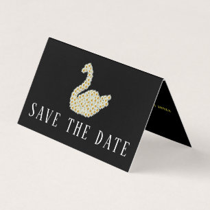 Gatsby Style Floral Swan, Photo Save The Date Card