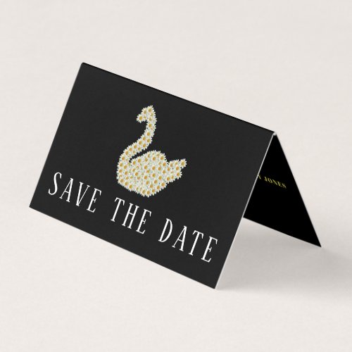 Gatsby Style Floral Swan Photo Save The Date Card