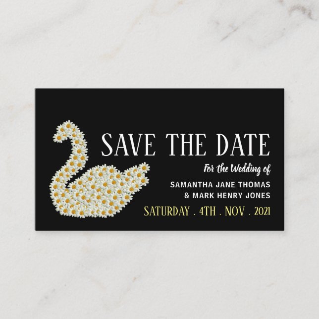 Gatsby Style Floral Swan, Save the Date Enclosure Card (Front)