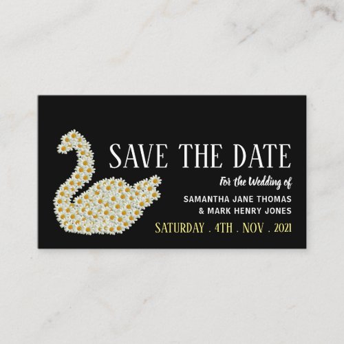 Gatsby Style Floral Swan Save the Date Enclosure Card