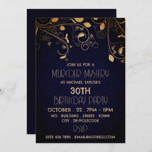 Gatsby Style Murder Mystery Birthday Party Invitation