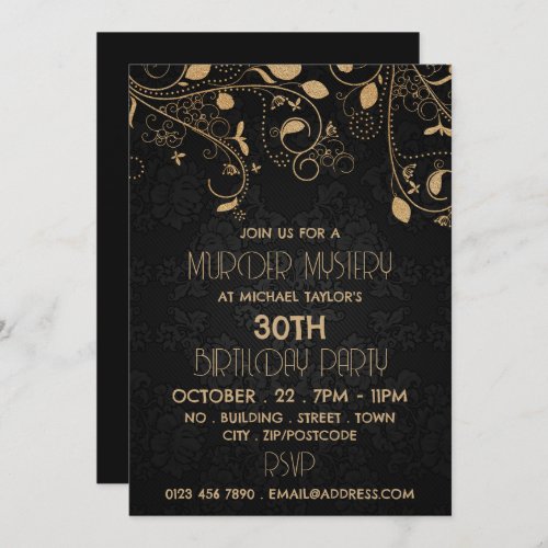 Gatsby Style Murder Mystery Birthday Party Invitation