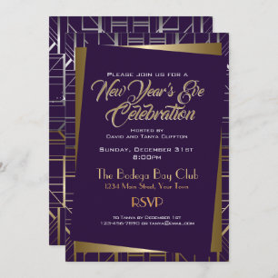 Gatsby Style NYE Gold and Midnight Blue Invitation