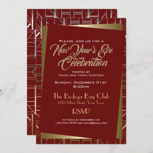 Gatsby Style NYE  Gold Silver  CHOOSE COLOR Invitation