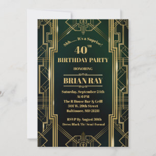 Gatsby Style Suprise Birthday Invite 5x7