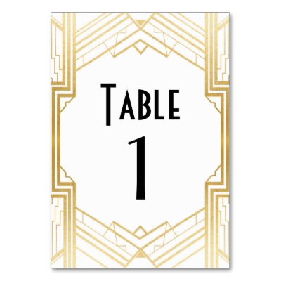 Gatsby Table Number 1920's Roaring 20s Wedding