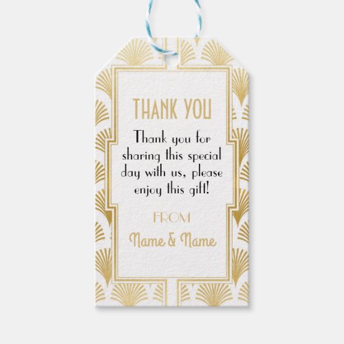 Gatsby Thank you Tags 1920s Tags Art Deco Wedding