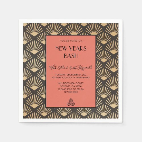 Gatsby Vintage Art Deco New Years Eve Party Napkins