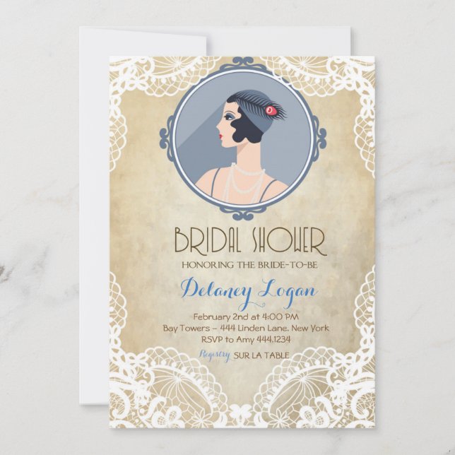 Gatsby Vintage Bridal Shower Invitation (Front)