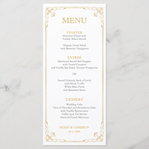 Gatsby Vintage Dinner Menu  Editable Color