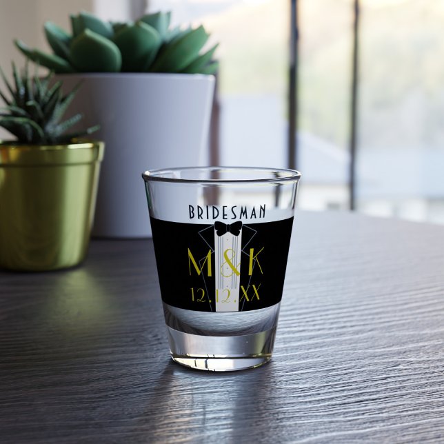 Gatsby Wedding Tuxedo Bridesman Shot Glass (Creator Uploaded)