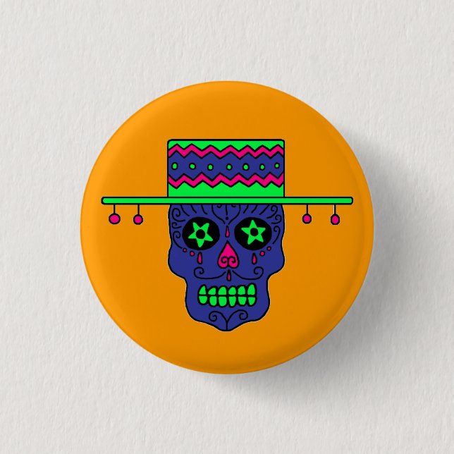Gaucho Sugar Skull Button (Front)