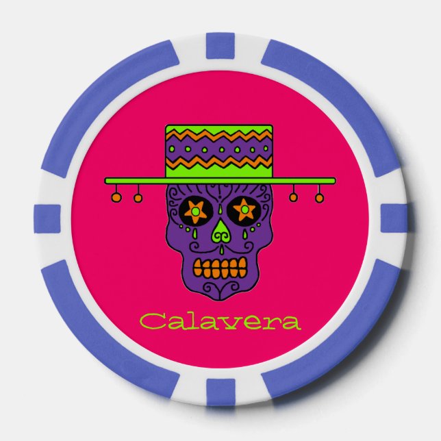 Gaucho Sugar Skull Poker Chips (Front)
